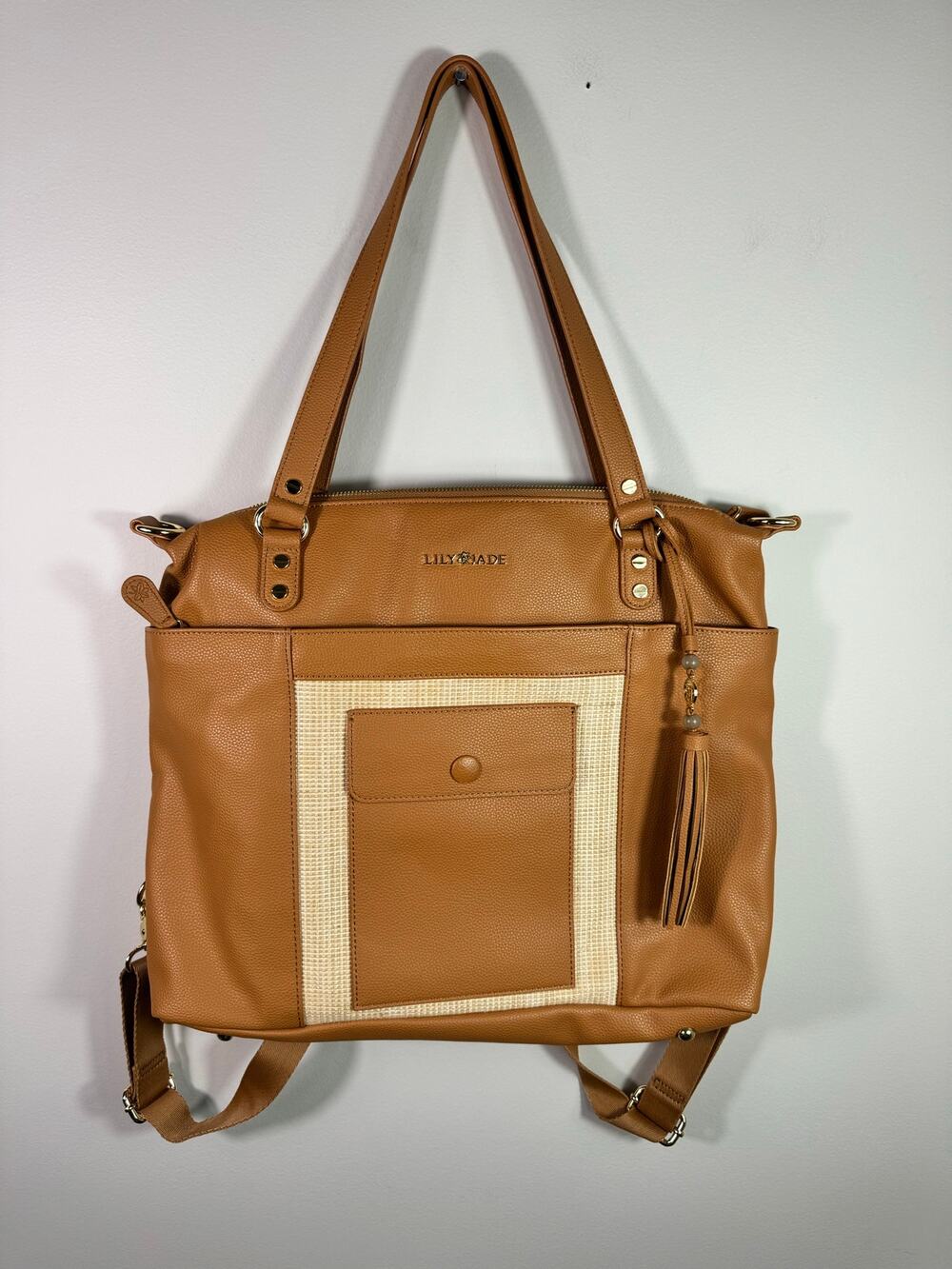 NWT Lily Jade Marie Leather Convertable Backpack Diaper Bag